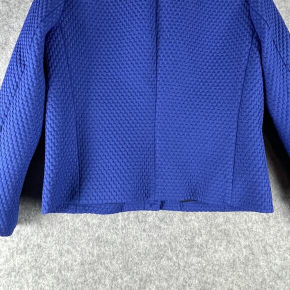 J Crew Portfolio Blazer Jacket Womens 4 Blue Matelasse Stretch Textured Classic - Picture 12 of 15